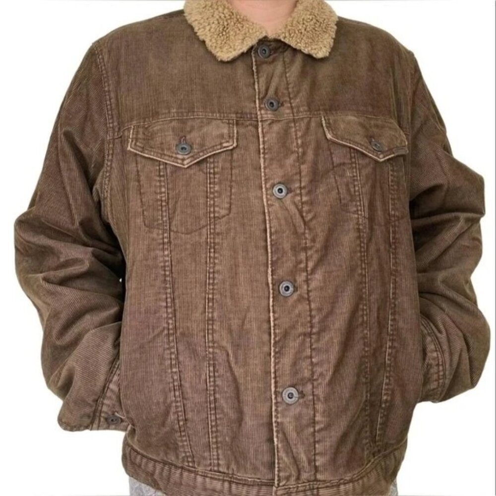 Vintage American Eagle XL Brown Corduroy Sherpa Y2K Western Jacket XLarge